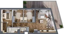 4 pokoje, mieszkanie 77,67 m², piętro 2, oferta nr G.2.03, Nad Odrą, Szczecin, Śródmieście, Łasztownia, ul. Celna 4