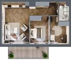 3 pokoje, mieszkanie 57,38 m², piętro 3, oferta nr C.3.05, Nad Odrą, Szczecin, Śródmieście, Łasztownia, ul. Celna 4