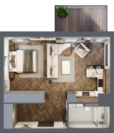 1 pokój, mieszkanie 40,64 m², piętro 5, oferta nr C.5.01, Nad Odrą, Szczecin, Śródmieście, Łasztownia, ul. Celna 4