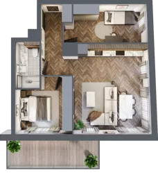 3 pokoje, mieszkanie 57,64 m², piętro 2, oferta nr B.2.02, Nad Odrą, Szczecin, Śródmieście, Łasztownia, ul. Celna 4