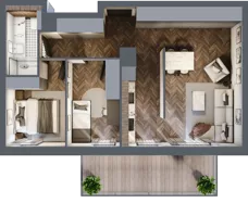 3 pokoje, mieszkanie 56,68 m², piętro 4, oferta nr F.4.07, Nad Odrą, Szczecin, Śródmieście, Łasztownia, ul. Celna 4