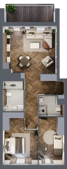 3 pokoje, mieszkanie 65,86 m², piętro 4, oferta nr F.4.03, Nad Odrą, Szczecin, Śródmieście, Łasztownia, ul. Celna 4