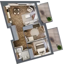 3 pokoje, mieszkanie 54,69 m², piętro 1, oferta nr A.1.01, Nad Odrą, Szczecin, Śródmieście, Łasztownia, ul. Celna 4