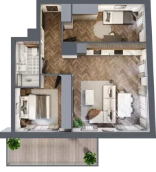 3 pokoje, mieszkanie 57,62 m², piętro 1, oferta nr B.1.02, Nad Odrą, Szczecin, Śródmieście, Łasztownia, ul. Celna 4