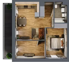 3 pokoje, mieszkanie 50,58 m², parter, oferta nr B.1.2, Osiedle Kwintet, Warszawa, Białołęka, Grodzisk, ul. Podwójna 2, 4, 6, 8, 10