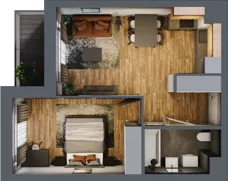 2 pokoje, mieszkanie 38,93 m², parter, oferta nr B.1.4, Osiedle Kwintet, Warszawa, Białołęka, Grodzisk, ul. Podwójna 2, 4, 6, 8, 10