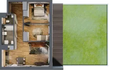 3 pokoje, mieszkanie 59,98 m², parter, oferta nr B.1.5, Osiedle Kwintet, Warszawa, Białołęka, Grodzisk, ul. Podwójna 2, 4, 6, 8, 10