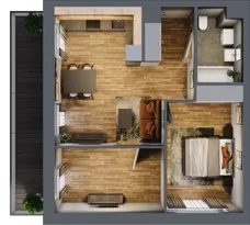 3 pokoje, mieszkanie 50,58 m², piętro 1, oferta nr B.1.8, Osiedle Kwintet, Warszawa, Białołęka, Grodzisk, ul. Podwójna 2, 4, 6, 8, 10