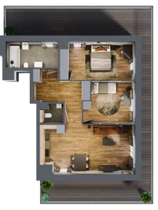 3 pokoje, mieszkanie 68,10 m², piętro 3, oferta nr B.1.21, Osiedle Kwintet, Warszawa, Białołęka, Grodzisk, ul. Podwójna 2, 4, 6, 8, 10