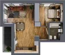 2 pokoje, mieszkanie 46,02 m², piętro 1, oferta nr B.2.6, Osiedle Kwintet, Warszawa, Białołęka, Grodzisk, ul. Podwójna 2, 4, 6, 8, 10