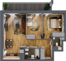 3 pokoje, mieszkanie 59,98 m², piętro 1, oferta nr B.4.8, Osiedle Kwintet, Warszawa, Białołęka, Grodzisk, ul. Podwójna 2, 4, 6, 8, 10