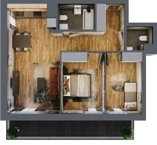 3 pokoje, mieszkanie 58,36 m², piętro 1, oferta nr B.4.11, Osiedle Kwintet, Warszawa, Białołęka, Grodzisk, ul. Podwójna 2, 4, 6, 8, 10