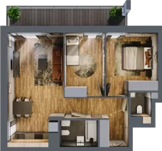 3 pokoje, mieszkanie 59,98 m², piętro 2, oferta nr B.4.14, Osiedle Kwintet, Warszawa, Białołęka, Grodzisk, ul. Podwójna 2, 4, 6, 8, 10