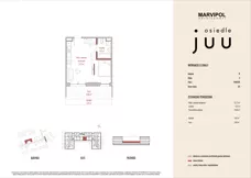 1 pokój, mieszkanie 29,95 m², piętro 1, oferta nr A/M027, Osiedle Juu, Warszawa, Białołęka, Grodzisk, ul. Skarbka z Gór 47