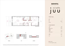2 pokoje, mieszkanie 51,50 m², parter, oferta nr B/M025, Osiedle Juu, Warszawa, Białołęka, Grodzisk, ul. Skarbka z Gór 47
