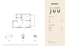 2 pokoje, mieszkanie 44,98 m², piętro 2, oferta nr C/M016, Osiedle Juu, Warszawa, Białołęka, Grodzisk, ul. Skarbka z Gór 47