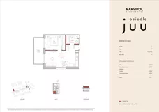 2 pokoje, mieszkanie 39,69 m², piętro 2, oferta nr C/M017, Osiedle Juu, Warszawa, Białołęka, Grodzisk, ul. Skarbka z Gór 47