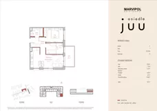 3 pokoje, mieszkanie 49,77 m², piętro 1, oferta nr A/M012, Osiedle Juu, Warszawa, Białołęka, Grodzisk, ul. Skarbka z Gór 47