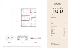 3 pokoje, mieszkanie 49,77 m², piętro 1, oferta nr A/M012, Osiedle Juu, Warszawa, Białołęka, Grodzisk, ul. Skarbka z Gór 47