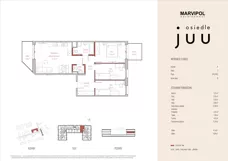 4 pokoje, mieszkanie 70,04 m², piętro 1, oferta nr A/M008, Osiedle Juu, Warszawa, Białołęka, Grodzisk, ul. Skarbka z Gór 47