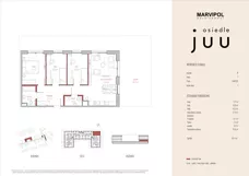 4 pokoje, mieszkanie 75,05 m², parter, oferta nr B/M001, Osiedle Juu, Warszawa, Białołęka, Grodzisk, ul. Skarbka z Gór 47