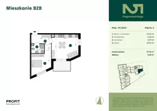 2 pokoje, mieszkanie 47,33 m², piętro 1, oferta nr POGO2/B/2B, Pogonowskiego 52, Łódź, Polesie, Stare Polesie, ul. Pogonowskiego 52
