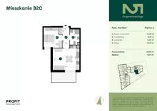 2 pokoje, mieszkanie 43,92 m², piętro 1, oferta nr POGO2/B/2C, Pogonowskiego 52, Łódź, Polesie, Stare Polesie, ul. Pogonowskiego 52