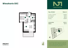 2 pokoje, mieszkanie 43,92 m², piętro 2, oferta nr POGO2/B/3C, Pogonowskiego 52, Łódź, Polesie, Stare Polesie, ul. Pogonowskiego 52