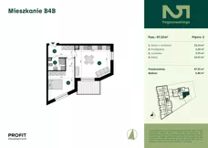 2 pokoje, mieszkanie 47,33 m², piętro 3, oferta nr POGO2/B/4B, Pogonowskiego 52, Łódź, Polesie, Stare Polesie, ul. Pogonowskiego 52