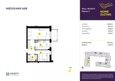 2 pokoje, mieszkanie 46,26 m², piętro 1, oferta nr TRF/A/2B, Nowe Złotno, Łódź, Polesie, Złotno, ul. Traktorowa 24