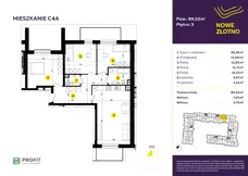4 pokoje, mieszkanie 90,03 m², piętro 3, oferta nr TRF/C/4A, Nowe Złotno, Łódź, Polesie, Złotno, ul. Traktorowa 24