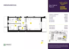 3 pokoje, mieszkanie 71,84 m², parter, oferta nr TRF/D/1G, Nowe Złotno, Łódź, Polesie, Złotno, ul. Traktorowa 24