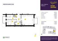 3 pokoje, mieszkanie 71,78 m², piętro 2, oferta nr TRF/D/3G, Nowe Złotno, Łódź, Polesie, Złotno, ul. Traktorowa 24