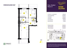 3 pokoje, mieszkanie 71,08 m², parter, oferta nr TRF/E/1F, Nowe Złotno, Łódź, Polesie, Złotno, ul. Traktorowa 24