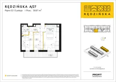 3 pokoje, mieszkanie 58,97 m², piętro 2, oferta nr RD4A/A/27, Rędzińska 4, Wrocław, Maślice, ul. Rędzińska