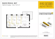 4 pokoje, mieszkanie 75,47 m², piętro 1, oferta nr RD4B/E/17, Rędzińska 4, Wrocław, Maślice, ul. Rędzińska