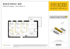 4 pokoje, mieszkanie 69,64 m², piętro 3, oferta nr RD4B/E/37, Rędzińska 4, Wrocław, Maślice, ul. Rędzińska