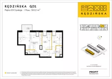 3 pokoje, mieszkanie 59,12 m², piętro 3, oferta nr RD4B/G/31, Rędzińska 4, Wrocław, Maślice, ul. Rędzińska