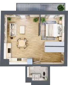 1 pokój, apartament 40,86 m², piętro 2, oferta nr 9B1, SoHo Residence II, Kraków, Grzegórzki, ul. Prochowa 8