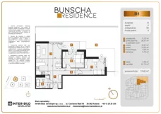 3 pokoje, mieszkanie 72,40 m², piętro 1, oferta nr A13, Bunscha Residence, Kraków, Dębniki, Ruczaj, ul. Bunscha