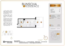 1 pokój, mieszkanie 31,74 m², parter, oferta nr B2, Bunscha Residence, Kraków, Dębniki, Ruczaj, ul. Bunscha