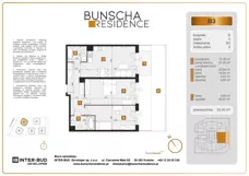 3 pokoje, mieszkanie 83,90 m², parter, oferta nr B3, Bunscha Residence, Kraków, Dębniki, Ruczaj, ul. Bunscha