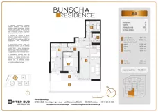 3 pokoje, mieszkanie 70,88 m², parter, oferta nr B5, Bunscha Residence, Kraków, Dębniki, Ruczaj, ul. Bunscha