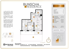 3 pokoje, mieszkanie 59,52 m², parter, oferta nr C1, Bunscha Residence, Kraków, Dębniki, Ruczaj, ul. Bunscha