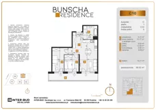3 pokoje, mieszkanie 59,52 m², piętro 1, oferta nr C10, Bunscha Residence, Kraków, Dębniki, Ruczaj, ul. Bunscha