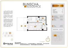 2 pokoje, mieszkanie 50,39 m², piętro 1, oferta nr C16, Bunscha Residence, Kraków, Dębniki, Ruczaj, ul. Bunscha