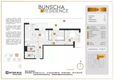 3 pokoje, mieszkanie 79,30 m², piętro 1, oferta nr C15, Bunscha Residence, Kraków, Dębniki, Ruczaj, ul. Bunscha
