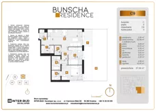 3 pokoje, mieszkanie 67,64 m², parter, oferta nr C9, Bunscha Residence, Kraków, Dębniki, Ruczaj, ul. Bunscha