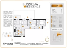 3 pokoje, mieszkanie 71,54 m², parter, oferta nr D1, Bunscha Residence, Kraków, Dębniki, Ruczaj, ul. Bunscha