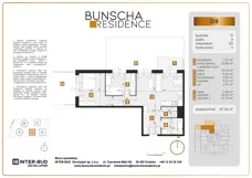 3 pokoje, mieszkanie 67,24 m², parter, oferta nr D9, Bunscha Residence, Kraków, Dębniki, Ruczaj, ul. Bunscha